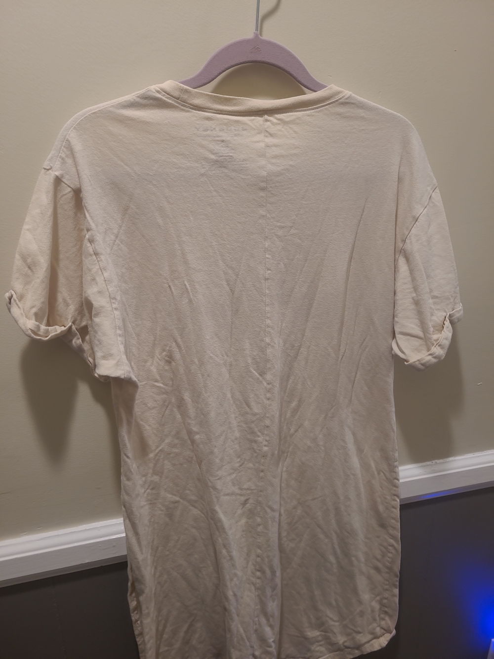 Journey Band Tshirt Dress Nightgown Ivory Graphic Womens Medium Rock n Roll FLAW - Picture 5 of 9